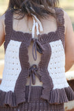 Toddler wearing the Blossom Set in Chestnut — girls' 100% organic cotton knit two-piece